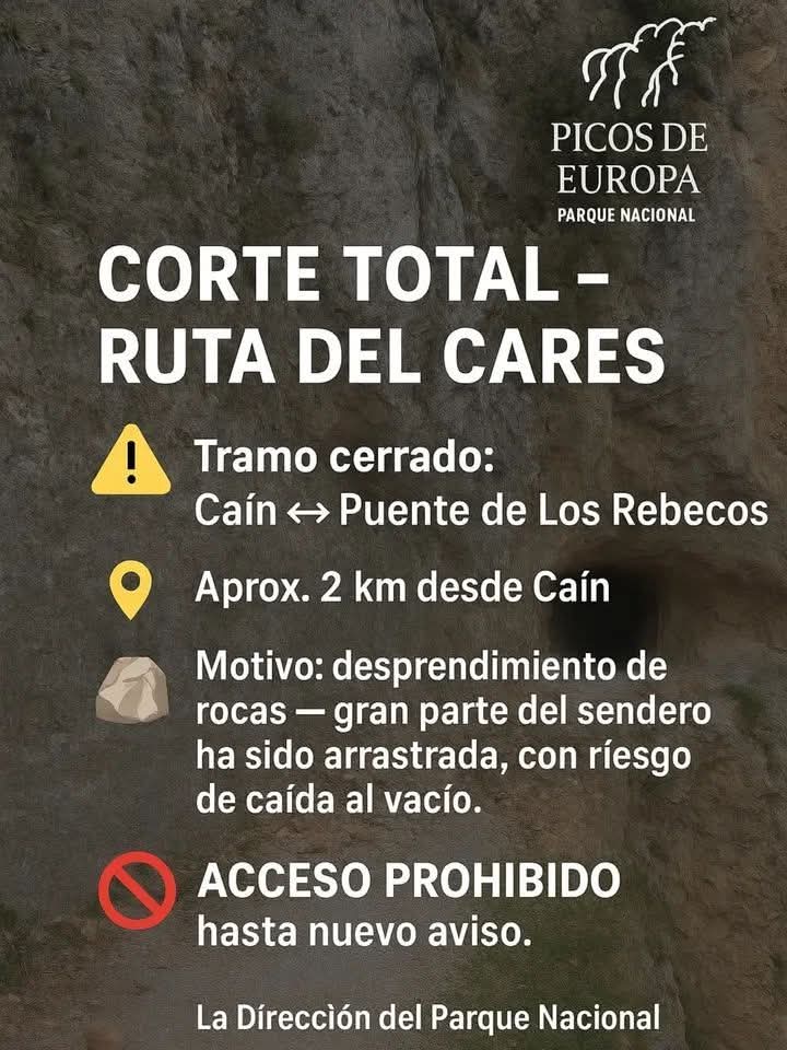 Corte total de la Ruta del Cares